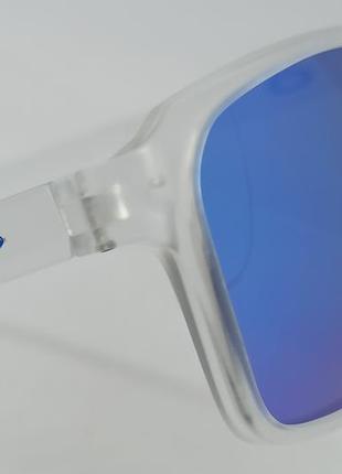 Окуляри в стилі oakley чоловічі сонцезахисні блакитні дзеркальні поляризовані в прозорій оправі10 фото