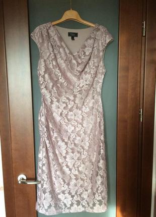 Красивое кружевное платье/ нарядное платье миди от collection dressbarn/ размер 40/l