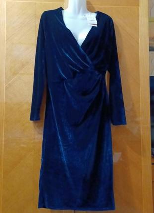 Новое изысканное бархатное велюровое платье на запах р.14 /42 от monsoon