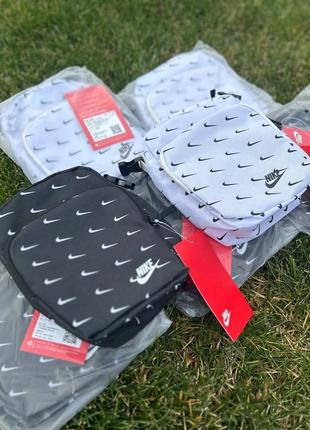 Барсетка сумка чорна nike чоловіча тканинна через плече сумка барсетка месенджер чоловічий найк