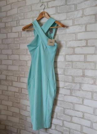 Фирменное asos с биркой шикарное платье миди в сочном мятном/бирюзе цвете, размер с-м3 фото
