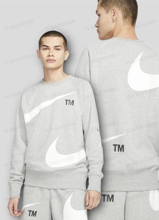 Мужской свитшот теплый на флисе nike m nsw swoosh sbb crew white