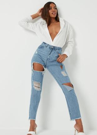 Новые голубые джинсы с разрезами от missguided