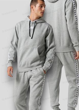 Спортивный мужской костюм на флисе nike sport essential с лампасами серый