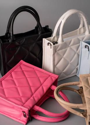 Женская сумка розовая сумка тоут стеганая сумка классическая, сумочка5 фото