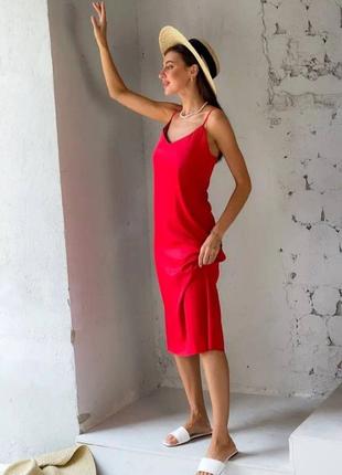 Классическое шелковое платье-комбинация свободного кроя на бретелях длина макси 🔥9 фото
