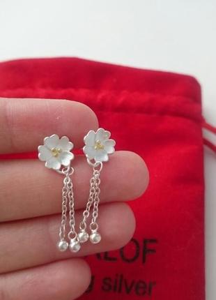Очаровательные серебряные серьги в цветочном дизайне7 фото
