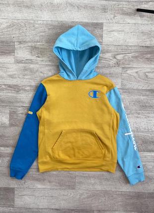 Champion blue and yellow hoodie hotsell