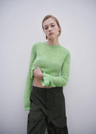 Zara укорочений вовняний светр паутинка zara8 фото