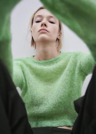Zara укорочений вовняний светр паутинка zara6 фото