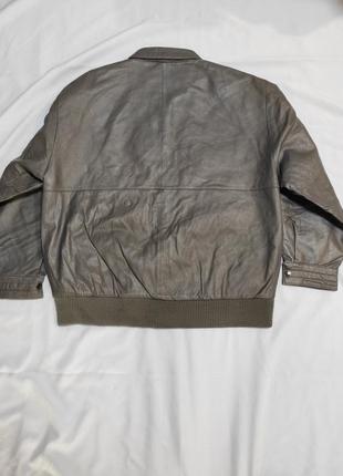 Стильная винтажная оверсайз куртка - бомбер из натуральной кожи4 фото
