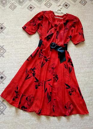 38-40р. шифоновое винтажное платье 90-х ссср