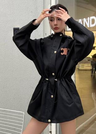Куртка парка в стилі celine з капюшоном чорна біла