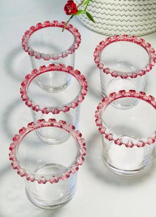 Набір скляних піал рожеве серце 1801 фото