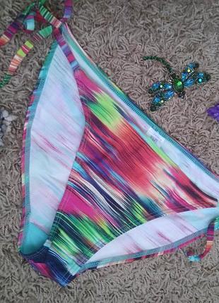 Радужные плавки f&f на завязочках /l/абстрактный акварельный принт