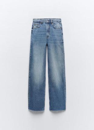 Джинси zara, джинси wide leg zara, trf high-rise wide-leg jeans6 фото