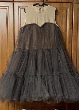 Рідкість лімітка дизайнерська сукня 100% шовк колаборація lanvin for h&m 2010 brown tull dress5 фото