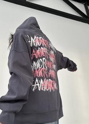 Жіноче графіт oversized худі «amor»💔
