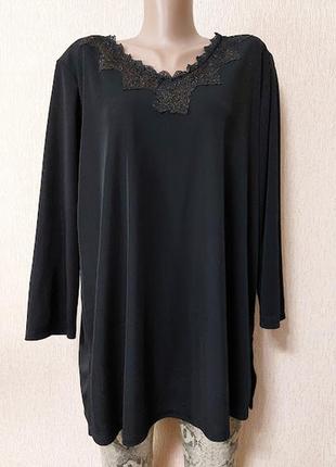 Красивая черная женская кофта, блузка 52 размера anna lugli2 фото