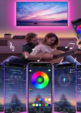 Светодиодная led лента 5м, 44 кнопки, bluetooth,  usb, цвет rgb 5050, подключение к смартфону, box3 фото