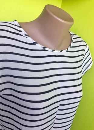 Блуза свободного кроя от mango белая в черную полоску5 фото