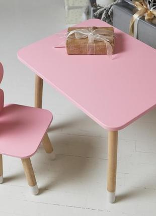 Рожевий прямокутний столик і стільчик дитячий метелик. рожевий дитячий столик2 фото