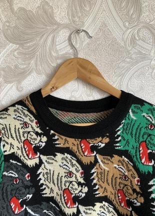Чорна кофта світшот худі лонгслів джемпер пуловер олімпійка светр в стилі gucci panther face3 фото