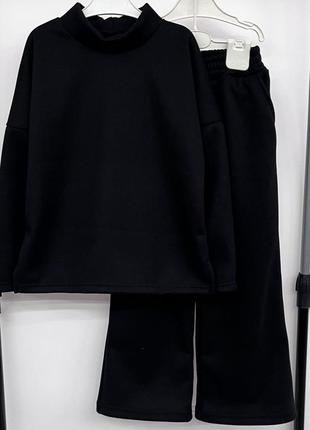Черный костюм рубчик флис, размер 122-128