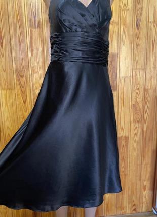 Чёрное шёлковое миди платье,натуральный шёлк,вечернее платье4 фото