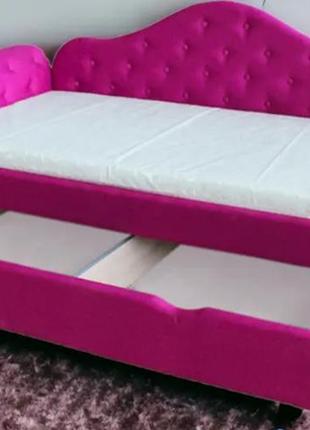 Кровать  диван мягкая детская melani малина1 фото