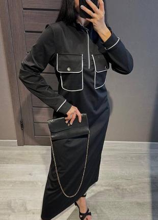 Платье стильное топовое черное 42-46 и 48-52 размер итальянский трикотаж мягкое тепло2 фото