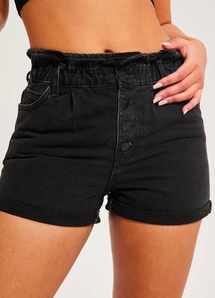 Шорты женские джинсовые на пуговицах only чёрные