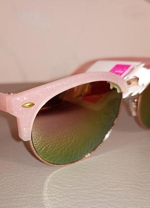 Качественные солнцезащитные очки девочке, зеркальные с блестками2 фото