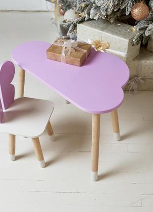 Дитячий столик тучка і стільчик метелик фіолетовий з білим сидінням. столик для ігор, занять, їжі7 фото
