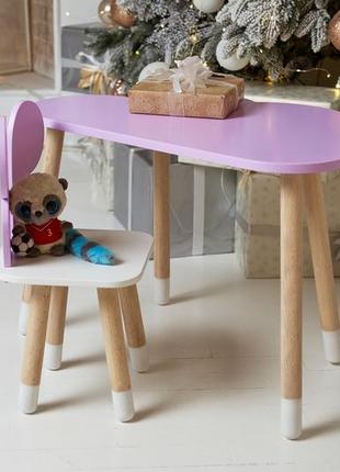 Дитячий столик тучка і стільчик метелик фіолетовий з білим сидінням. столик для ігор, занять, їжі2 фото