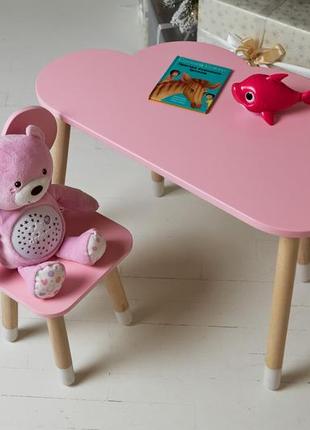 Дитячий столик тучка і стільчик метелик рожевий. столик для ігор, занять, їжі4 фото