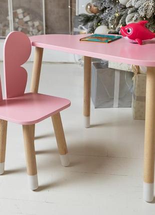 Дитячий столик тучка і стільчик метелик рожевий. столик для ігор, занять, їжі10 фото