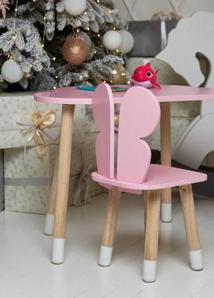 Дитячий столик тучка і стільчик метелик рожевий. столик для ігор, занять, їжі7 фото