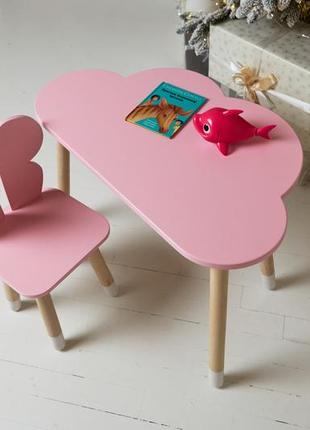 Дитячий столик тучка і стільчик метелик рожевий. столик для ігор, занять, їжі8 фото