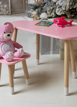 Дитячий столик тучка і стільчик метелик рожевий. столик для ігор, занять, їжі9 фото