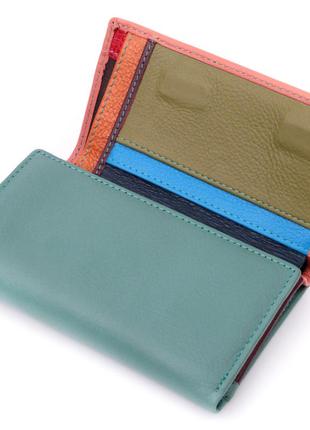 Красивый женский кожаный кошелек в три сложения st leather 19441 разноцветный3 фото