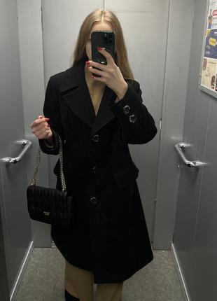 Стильное черное классическое пальто размер м-л sergio cotti в стиле zara5 фото