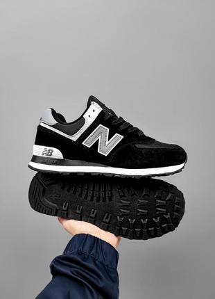 Мужские кроссовки new balance 574 black/white reflective