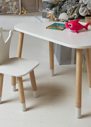 Дитячий столик тучка і стільчик коронка біла. столик для ігор, занять, їжі3 фото