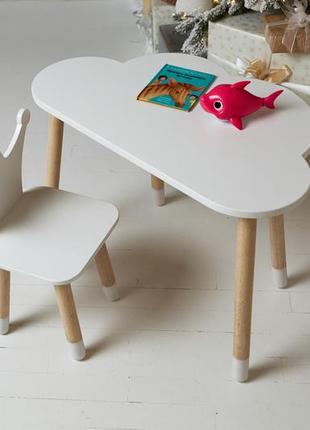 Дитячий столик тучка і стільчик коронка біла. столик для ігор, занять, їжі9 фото