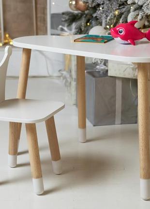 Дитячий столик тучка і стільчик коронка біла. столик для ігор, занять, їжі4 фото