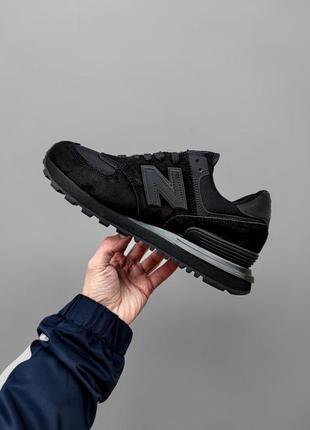 Мужские кроссовки new balance 574 black reflective8 фото