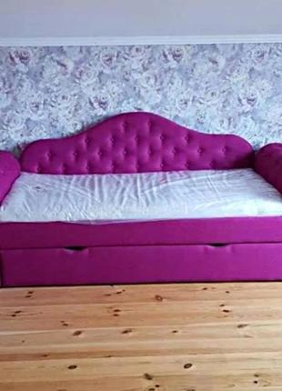 Ліжко диван дитяче м'ягке  melani  малина5 фото