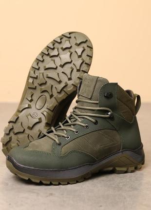 Ботинки тактические мужские кожаные мех хаки2 фото