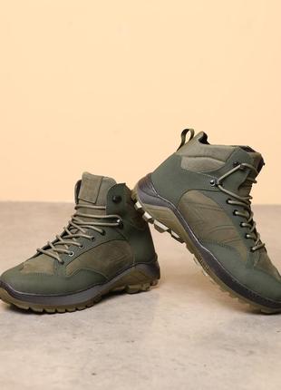 Ботинки тактические мужские кожаные мех хаки5 фото